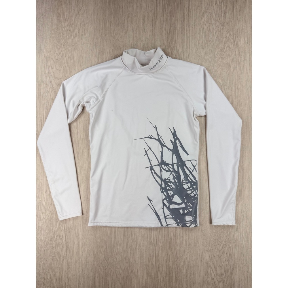 Rash Guard Subgear Mens S White Long Sleeve Mock Neck Surf Swim Shirt